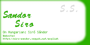 sandor siro business card